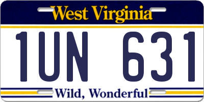 WV license plate 1UN631