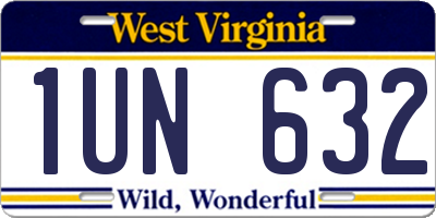 WV license plate 1UN632