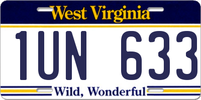 WV license plate 1UN633