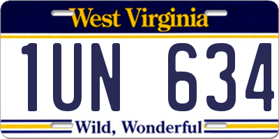 WV license plate 1UN634