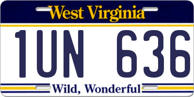 WV license plate 1UN636