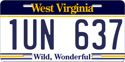 WV license plate 1UN637