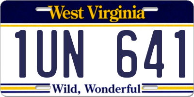 WV license plate 1UN641