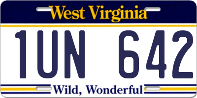 WV license plate 1UN642