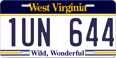 WV license plate 1UN644