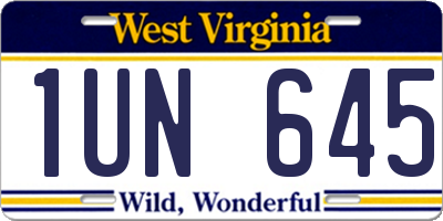WV license plate 1UN645