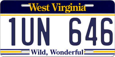 WV license plate 1UN646