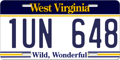 WV license plate 1UN648