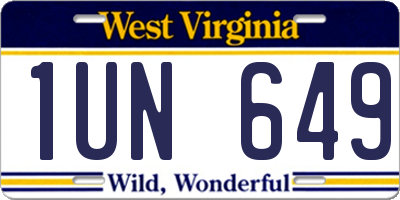 WV license plate 1UN649