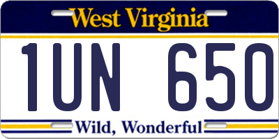 WV license plate 1UN650
