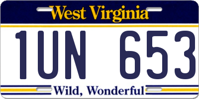 WV license plate 1UN653