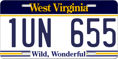 WV license plate 1UN655