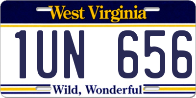 WV license plate 1UN656