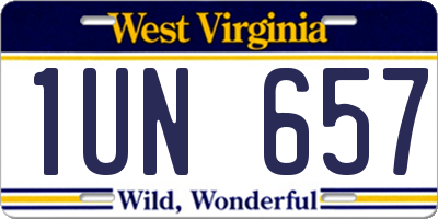 WV license plate 1UN657