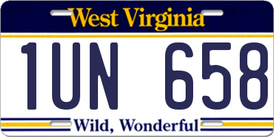 WV license plate 1UN658