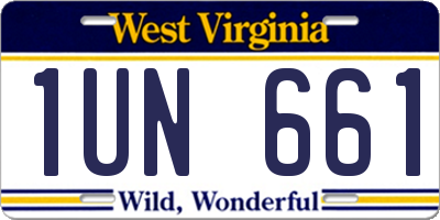WV license plate 1UN661