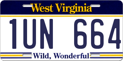 WV license plate 1UN664