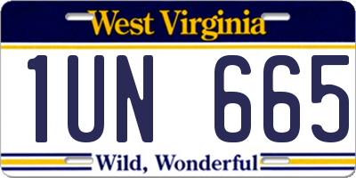 WV license plate 1UN665