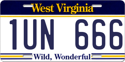 WV license plate 1UN666