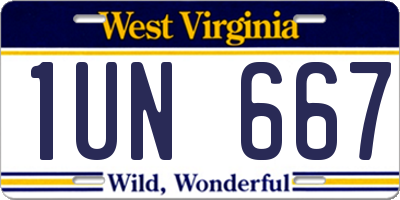 WV license plate 1UN667