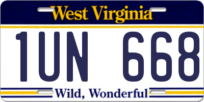 WV license plate 1UN668