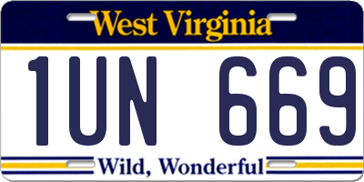 WV license plate 1UN669