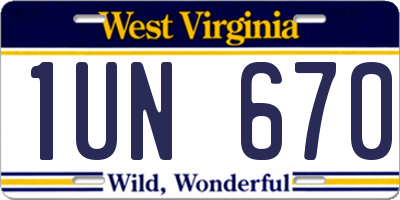WV license plate 1UN670