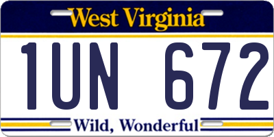 WV license plate 1UN672