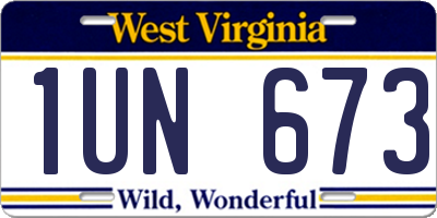 WV license plate 1UN673