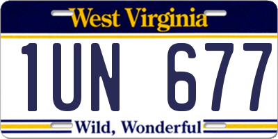 WV license plate 1UN677
