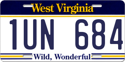 WV license plate 1UN684