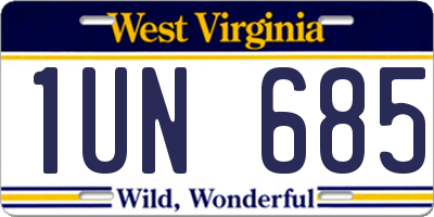 WV license plate 1UN685