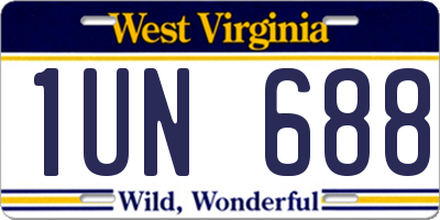 WV license plate 1UN688