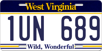 WV license plate 1UN689