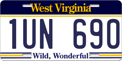 WV license plate 1UN690