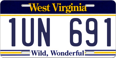 WV license plate 1UN691