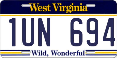 WV license plate 1UN694