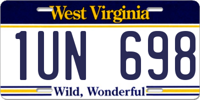 WV license plate 1UN698