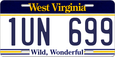 WV license plate 1UN699