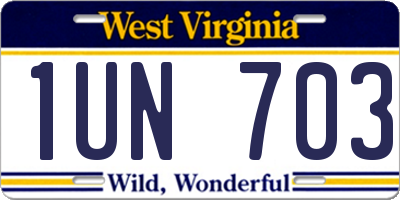 WV license plate 1UN703