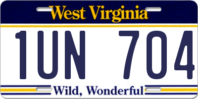WV license plate 1UN704