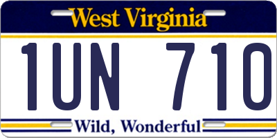 WV license plate 1UN710