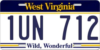 WV license plate 1UN712