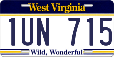 WV license plate 1UN715