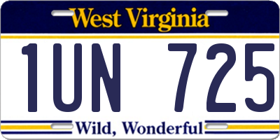 WV license plate 1UN725