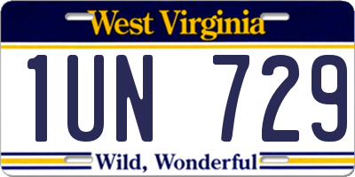WV license plate 1UN729
