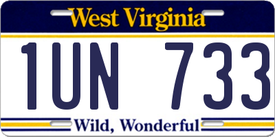 WV license plate 1UN733