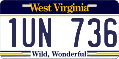WV license plate 1UN736