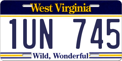 WV license plate 1UN745