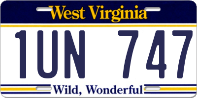 WV license plate 1UN747